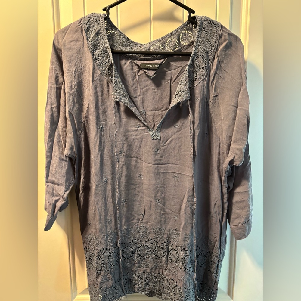 Embroidered Gray Women's Blouse